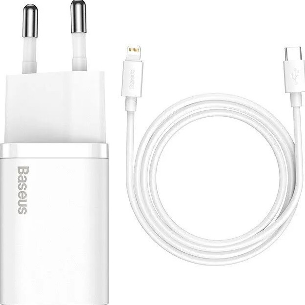 Baseus rýchlonabíjačka do siete Super Si USB-C PD QC 20W s Lightning káblom 1m biela 6953156230064 NoName