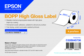 BOPP High Gloss Label Cont.R, 203mm x 68m C33S045736 Epson PS