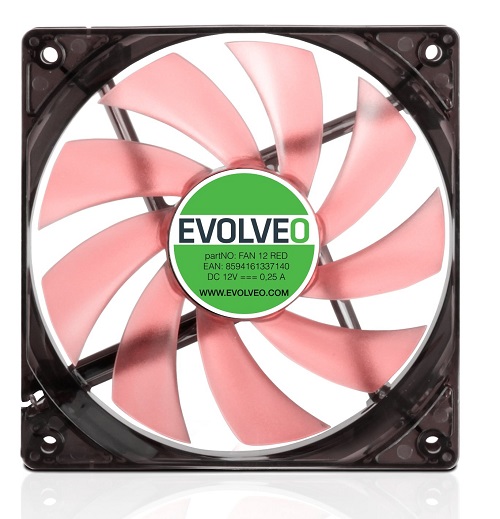 EVOLVEO ventilátor 120mm, LED červený FAN 12 RED Evolveo