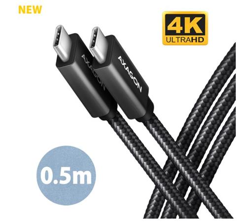 AXAGON BUCM32-CM05AB, SPEED+ kábel USB-C  USB-C, 0.5m, USB 20Gbps, PD 100W 5A, 4K HD, ALU, opletenie, čierny Axagon