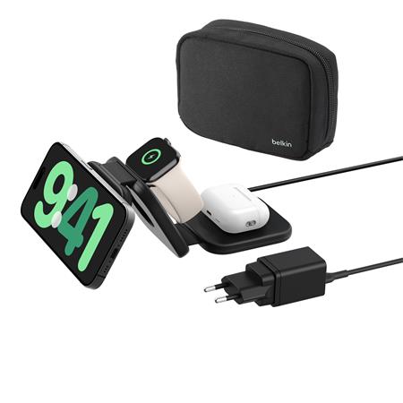 Belkin BOOST CHARGE™ PRO Qi2 3v1 Bezdrátová skládací cestovní podložka pro iPhone/Apple Watch/AirPods, černá WIZ024vfBK