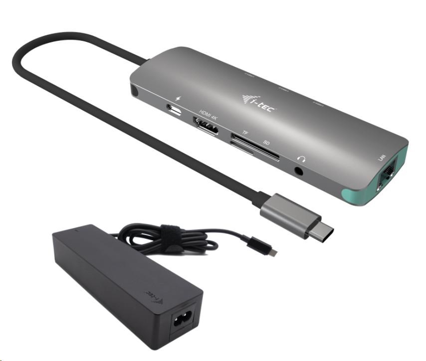 i-tec USB-C Metal Nano Docking Station 4K HDMI LAN with Power Delivery 100 W + Charger 100W C31NANOLANPD100 I-Tec