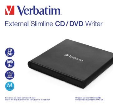 VERBATIM Slimline CD/DVD Writer USB externá mechanika - bez NERO 53504 Verbatim