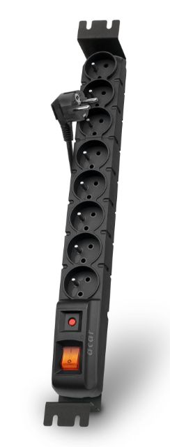 Acar S8 FA Rack 3m kábel, 8 zásuviek, prepäťová ochrana, do racku, čierna ppacars8-3rack PremiumCord