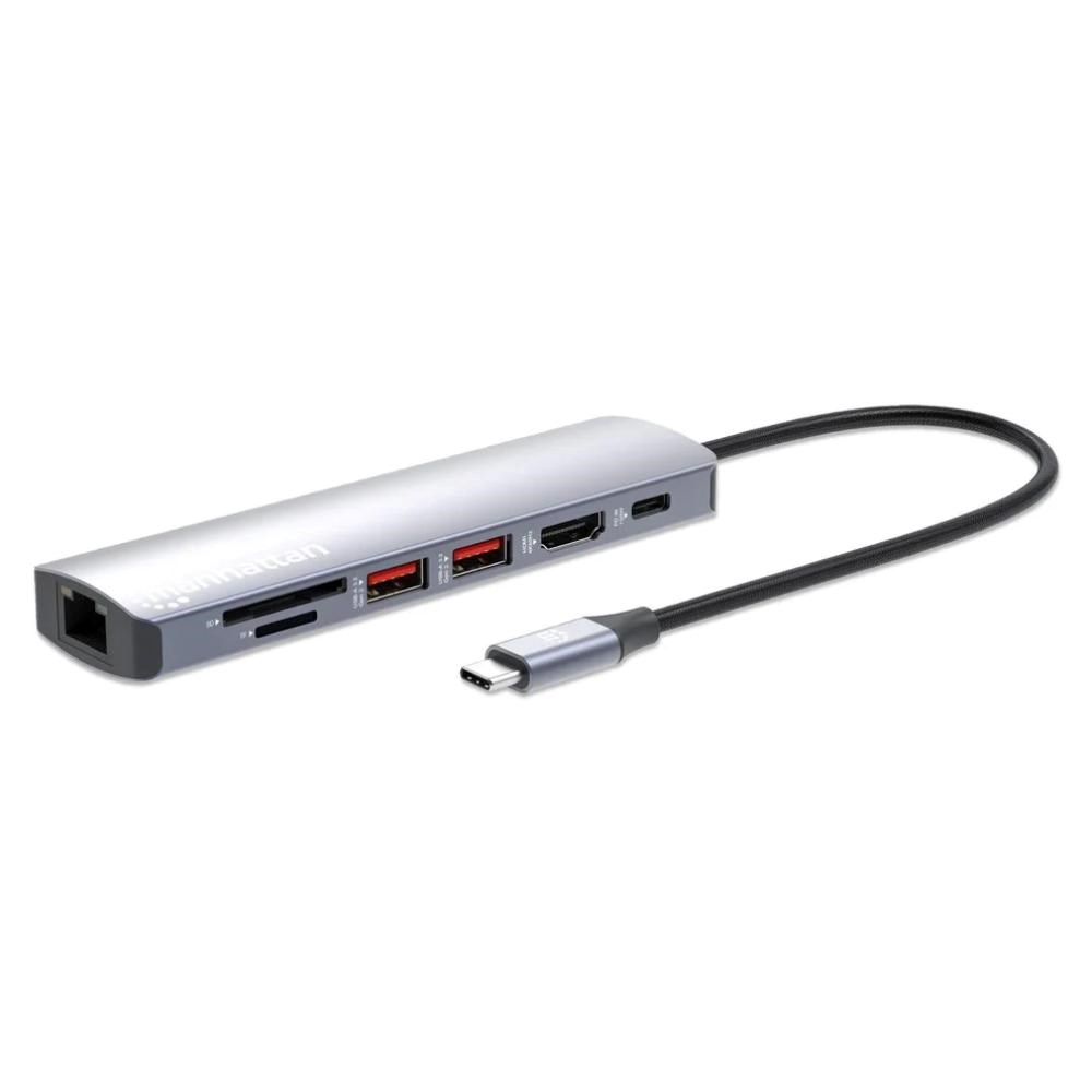 MANHATTAN Dokovací stanice USB-C 7v1, HDMI, USB-C PD 100W, 2xUSB-A 3.1, SD/microSD, RJ45 153966 Manhattan
