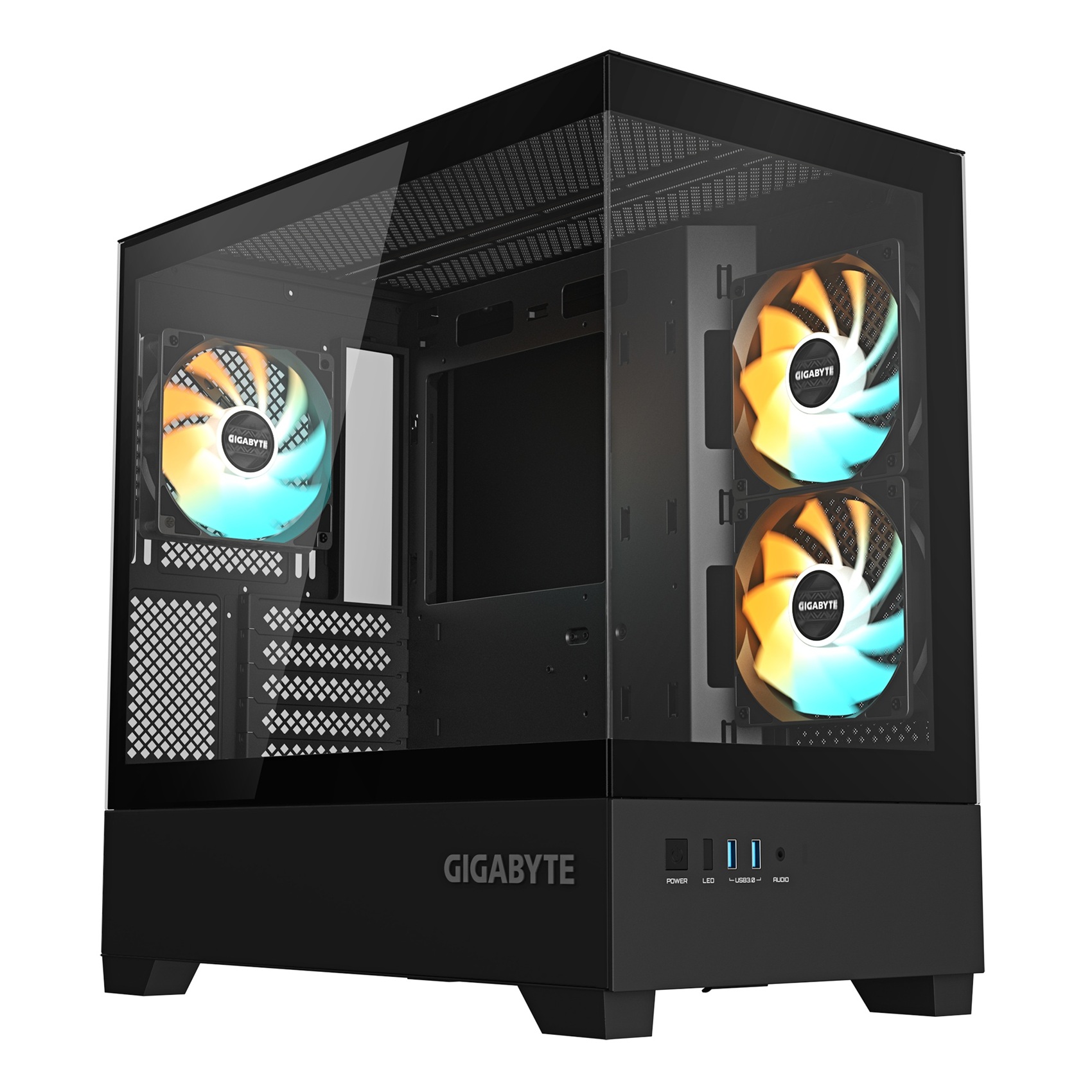 GIGABYTE case GB-C201P, Mid tower, 2xUSB 3.0, 3x 120mm ARGB Fan, černá Gigabyte