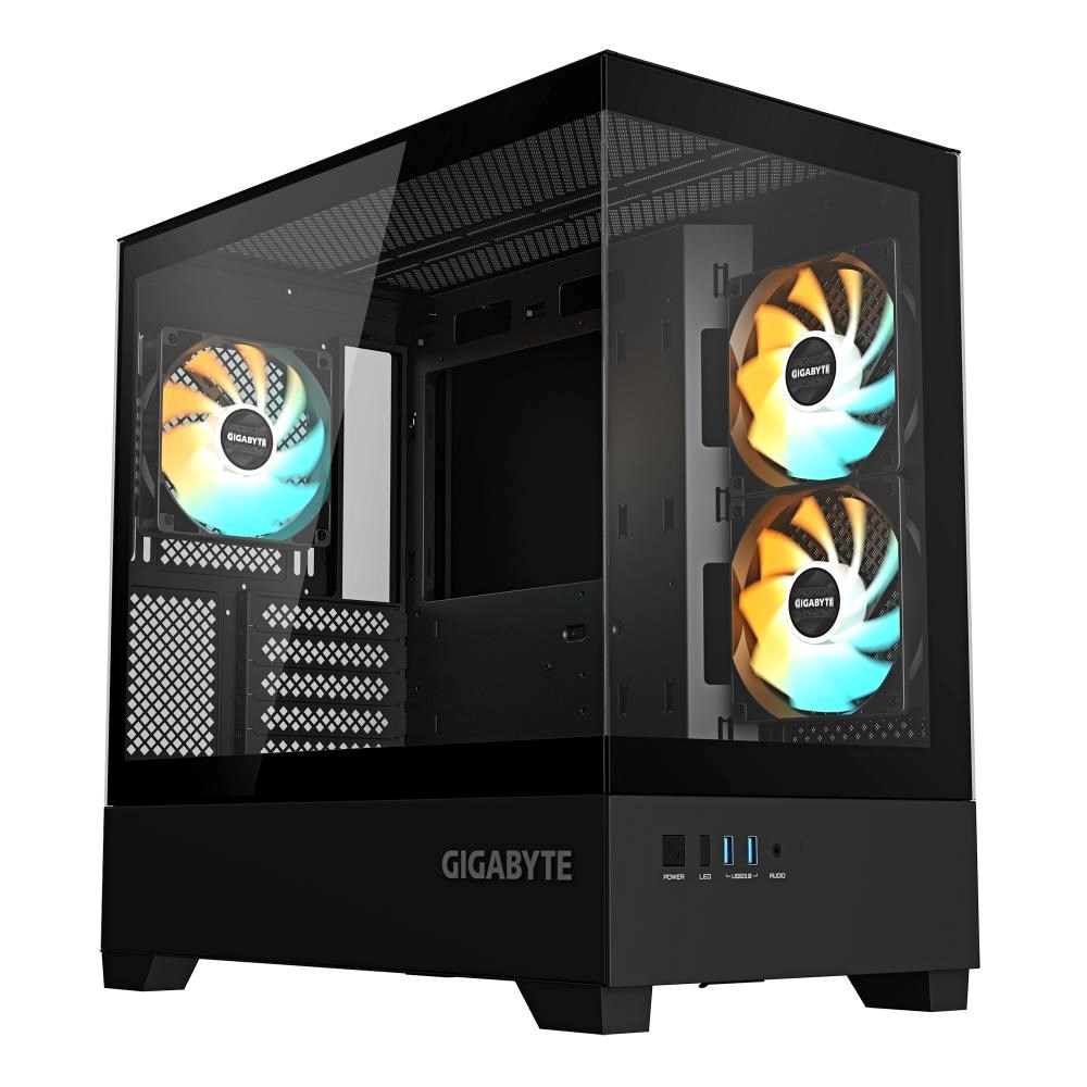 GIGABYTE case GB-C201P, Mid tower, 2xUSB 3.0, 3x 120mm ARGB Fan, černá Gigabyte