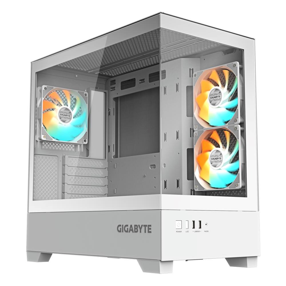 GIGABYTE case GB-C201PI, Mid tower, 2xUSB 3.0, 3x 120mm ARGB Fan, bílá Gigabyte