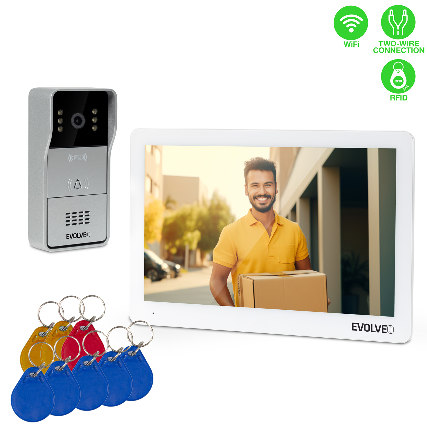 EVOLVEO DoorPhone 10-2W - 2 drátový videotelefon s aplikací 32GB pamětí DP-10-2-W Evolveo