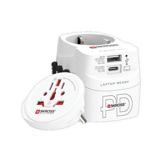 SKROSS cestovní adaptér PRO Light USB AC45PD - World, UK+USA+AUS/CN, univerzální, uzemněný, USB A+C 45W PA46PD45 Skross