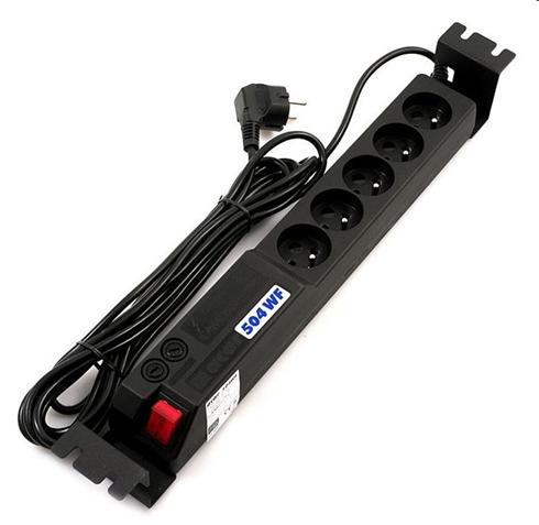 OEM 19" rozvodný panel ACAR 504 WF RACK, prepätova ochrana, 5 x zásuvka, černá 3m ACAR+VANA-504WF