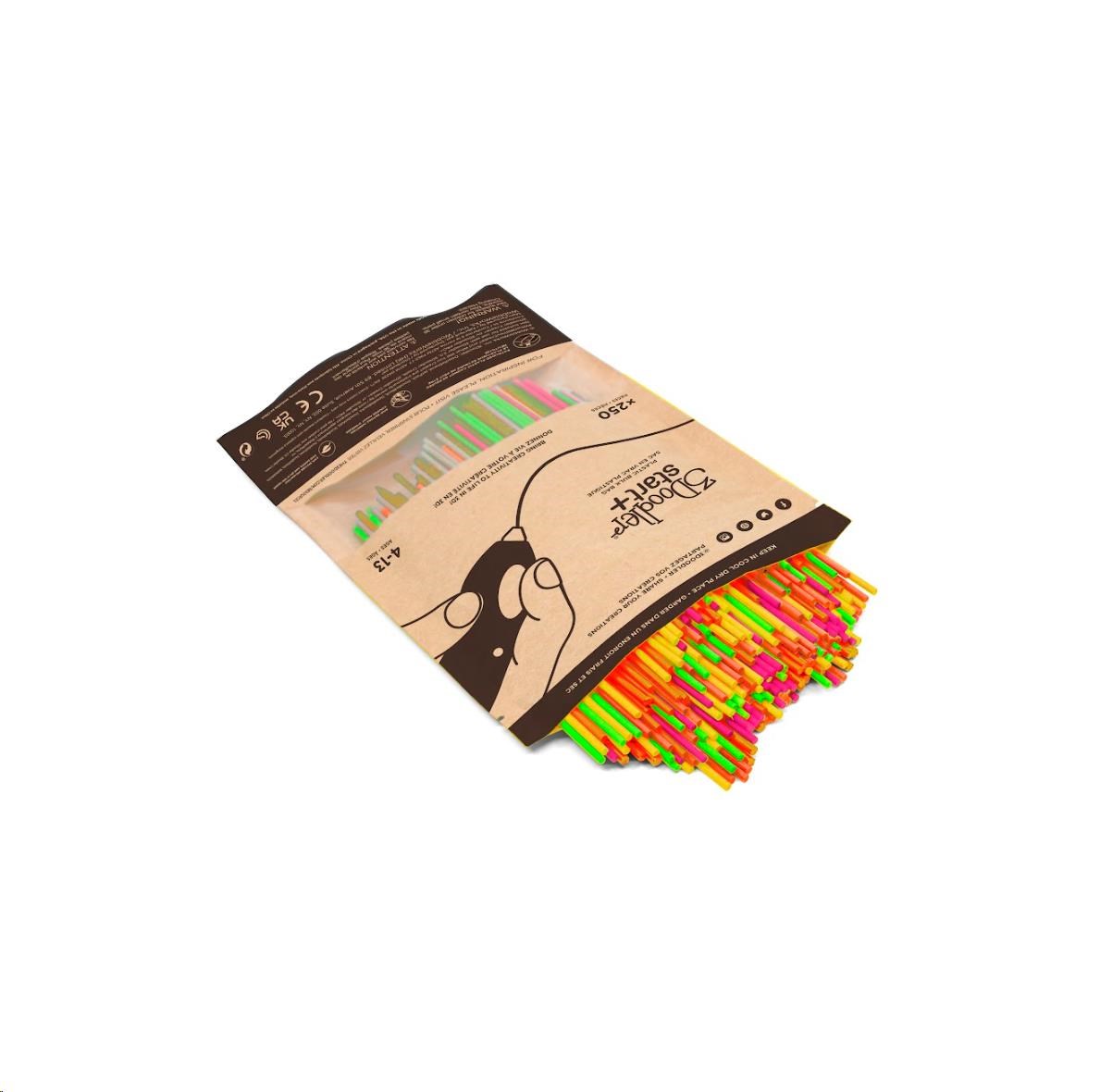 3Doodler náplň ECO-PCL pro 3D pero Start+ 250ks - neon: červená, oranžová, zelená, růžová, žlutá 3DS-ECO-MIX3-250