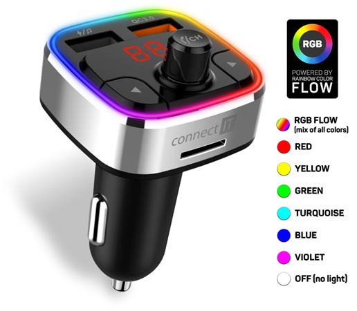 CONNECT IT CarRGB Bezdrátový FM transmitter, 2xUSB+MicroSD, STŘÍBRNÝ CCC-9090-SL Connect IT