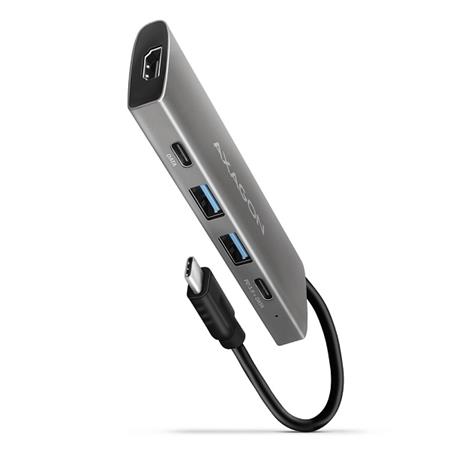AXAGON HMC-5G21, USB 10Gbps hub, porty 2x USB-A, 2x USB-C, HDMI 4k/30, PD 60W, kábel USB-C 13cm Axagon