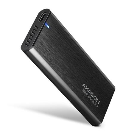 AXAGON EEM2-SB2, USB-C 3.2 Gen 2 - M.2 NVMe & SATA SSD kovový RAW box, bezšroubkový, černý Axagon