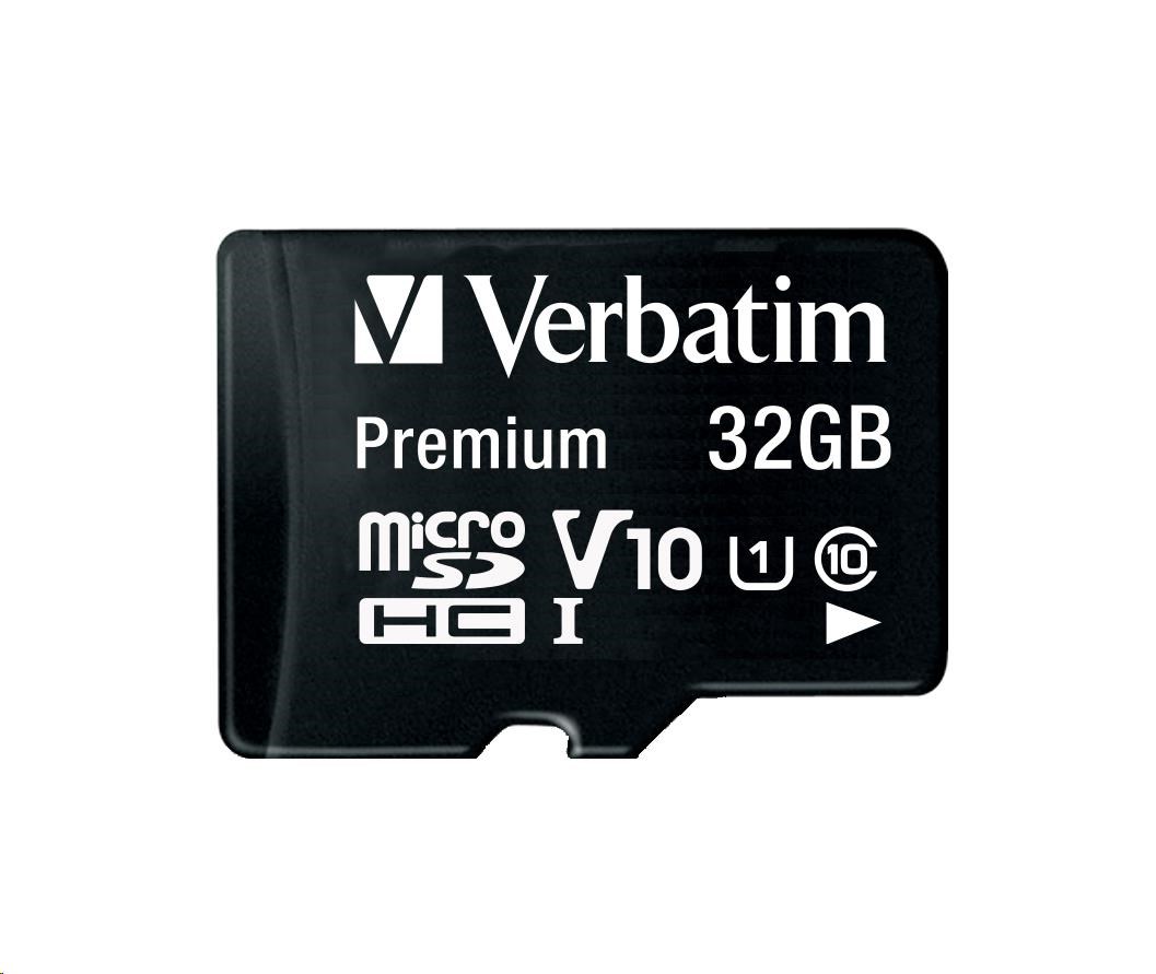 Karta VERBATIM MicroSDHC 32GB Premium, U1 + SD adaptér 44083 Verbatim