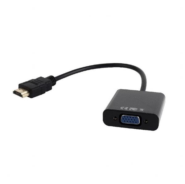 Gembird adaptér HDMI (M) na VGA (F) + audio, single port, kábel 0,15m, čierny A-HDMI-VGA-03