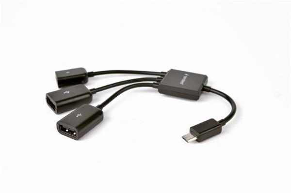 Gembird adaptér / hub OTG mobil 2 x USB 2.0 (F) + 1 x microUSB (F) na microUSB (M) UHB-OTG-02