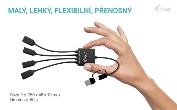 i-tec USB-C/USB-A Cable HUB 4 port (2x USB-C, 2x USB-A) CACBLHUB2A2C I-Tec