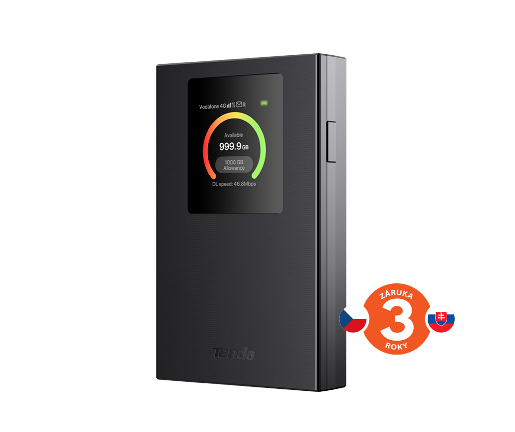 Tenda 4G185v4 4G LTE Mobile AX300 Wi-Fi batérie modem router, LCD, WPA 3, USB-C 75012013