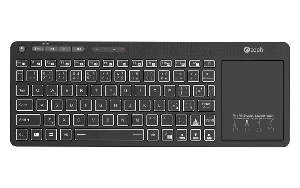 Klávesnica C-TECH WLTK-03, Dual, Touchpad C-Tech