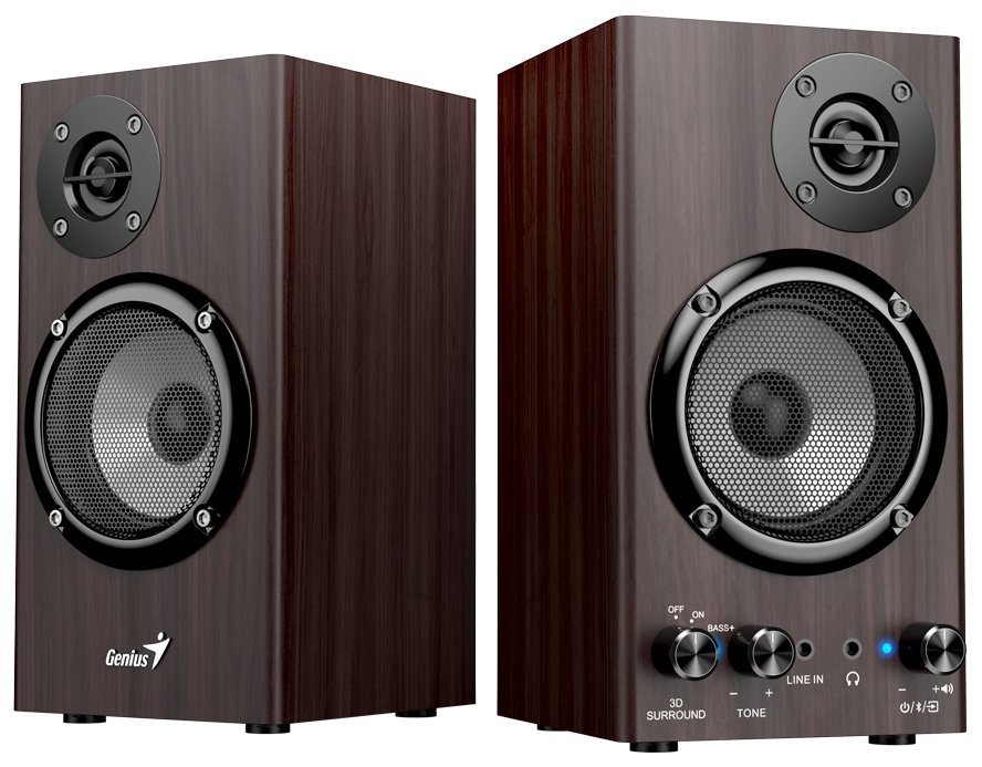 Genius SP-HF520BT, Reproduktory, 2.0, 20W, Bluetooth, 3,5mm jack, dřevěné, tmavě hnědé 31730054401