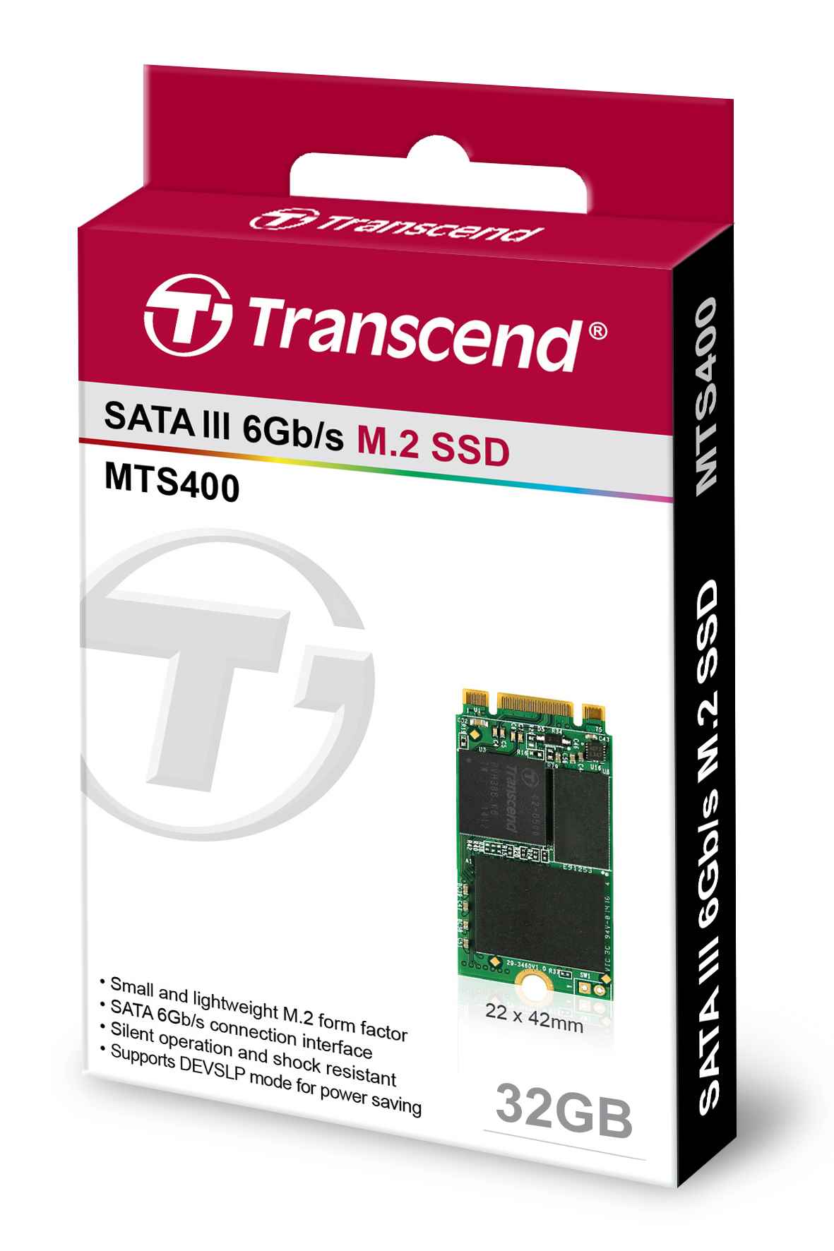 TRANSCEND MTS400S 32GB SSD disk M.2, 2242 SATA III 6Gb/s (MLC), 280MB/s R, 50MB/s W TS32GMTS400S Transcend