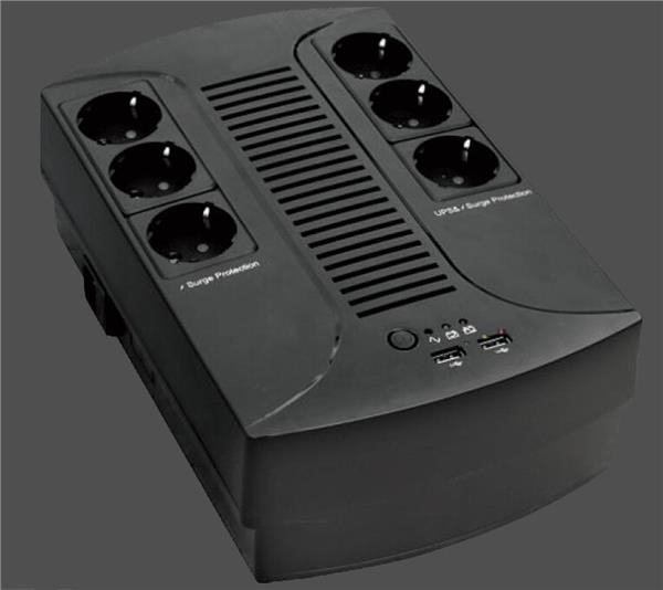 EUROCASE UPS EA200PLUS EVO2 850VA line interactive, 4x CZ zásuvka, RJ11, USB data EA200PLUS-850VA-EVO2 Eurocase