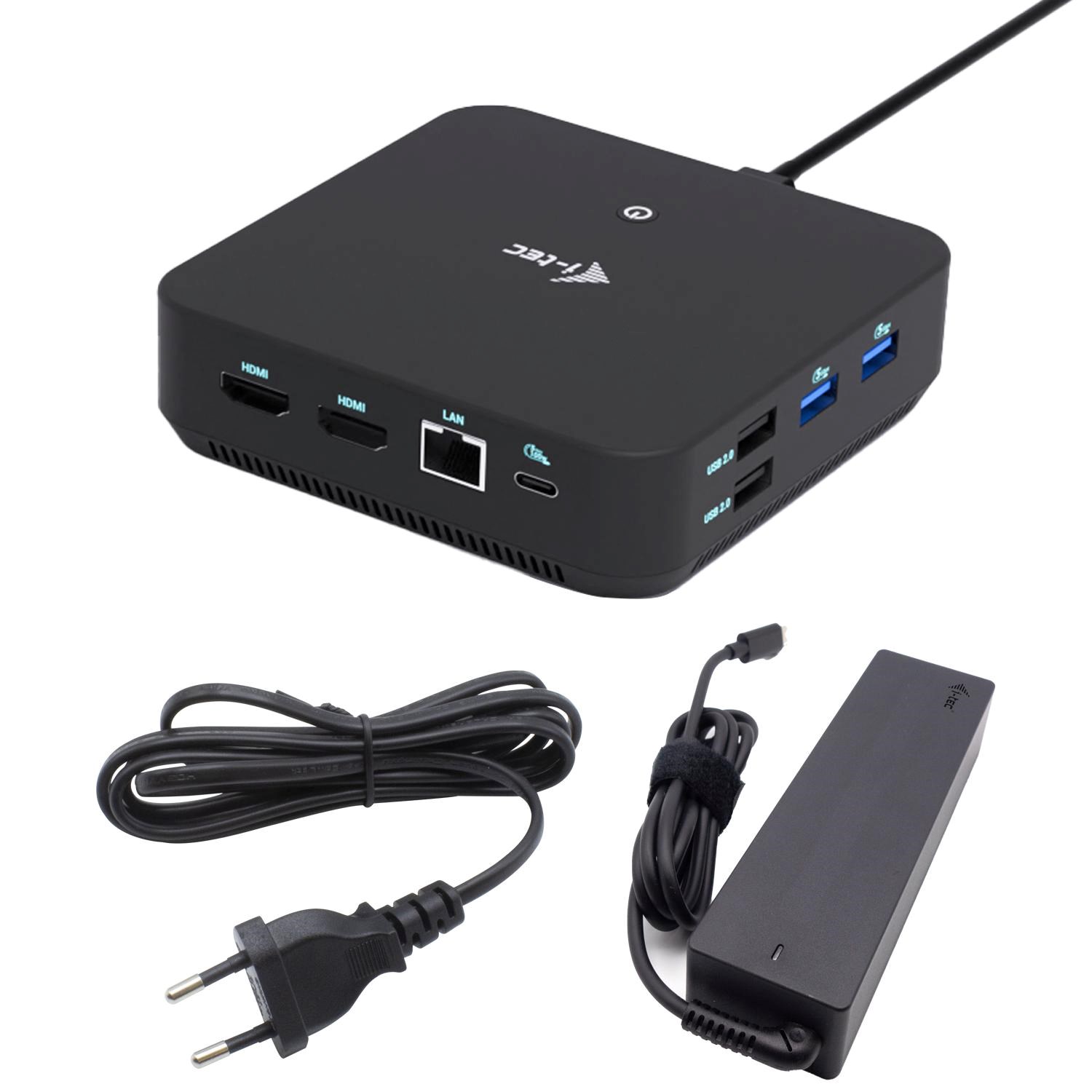 i-tec USB-C DP Dual HDMI Docking Station, Power Delivery 100W + i-tec Universal Charger 100W C31TRIVIDPRO100W I-Tec