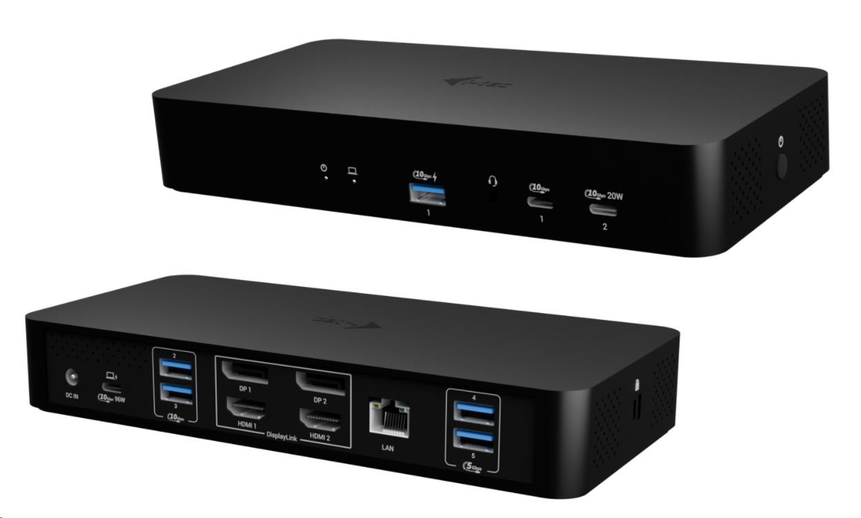 i-tec Universal Intelligent Dual Display Docking Station, Power Delivery 100W CAINTGDUAL4KDOCPD I-Tec