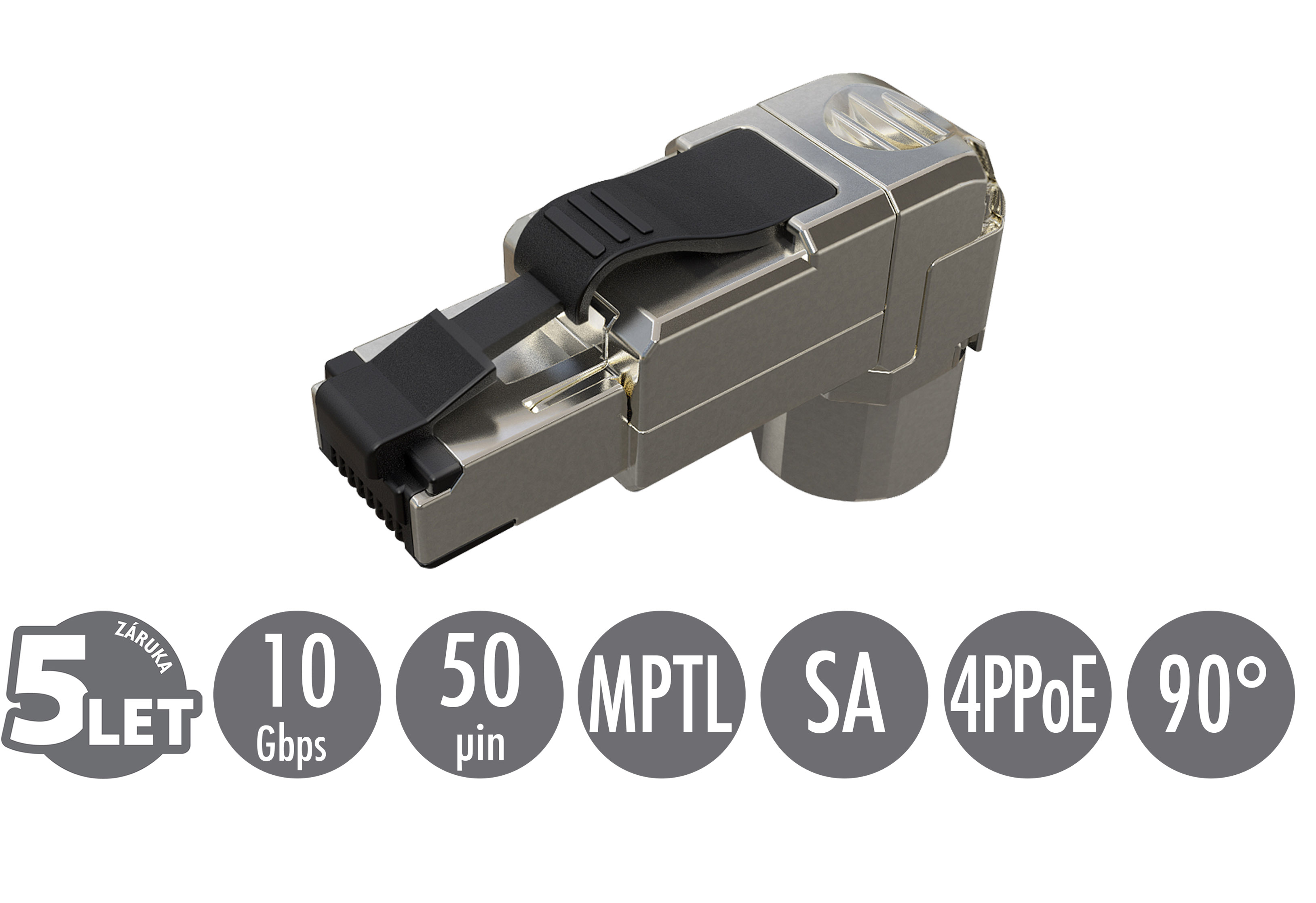 Solarix Konektor MPTL 90° RJ45 CAT6A STP samořezný SXRJ45-6A-STP-BK-SA-U 11910012