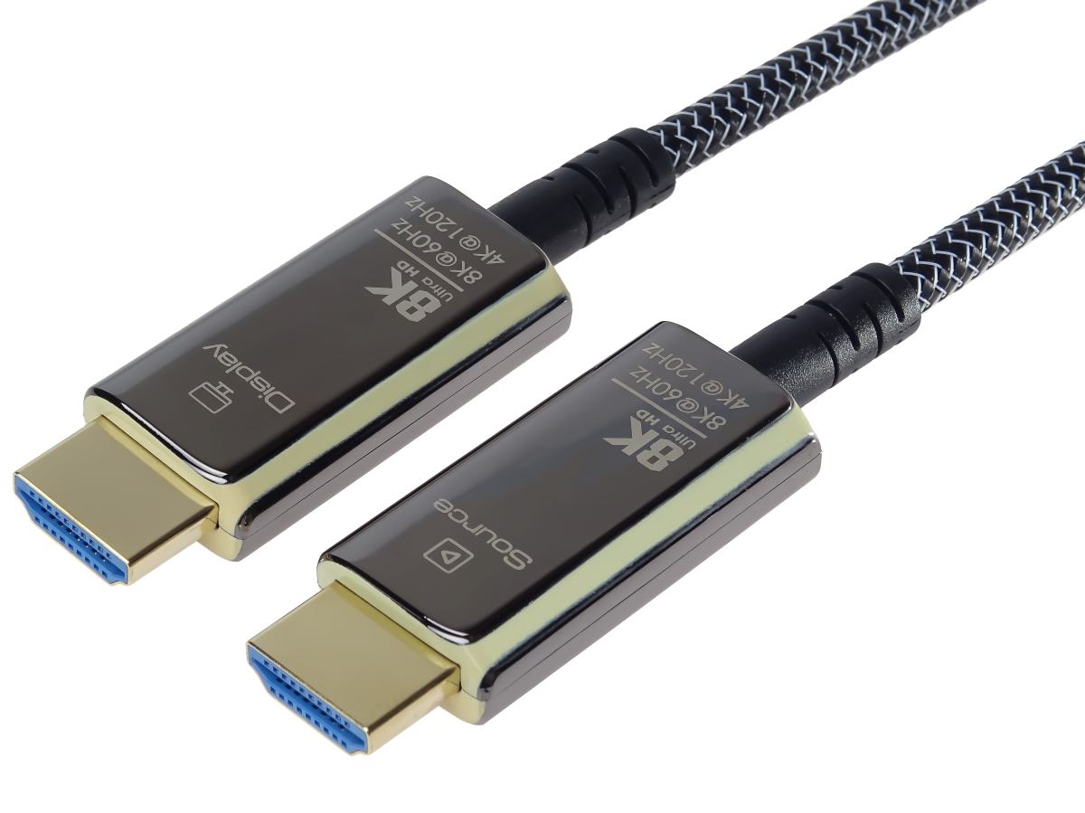 PREMIUMCORD Ultra High Speed HDMI 2.1 optický fiber kabel 8K@60Hz, zlacené 50m kphdm21t50 PremiumCord