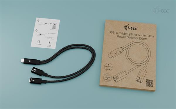 i-tec USB-C Cable Splitter Audio/Data, Power Delivery 100W C31DUALSPLITTERCBLPD I-Tec