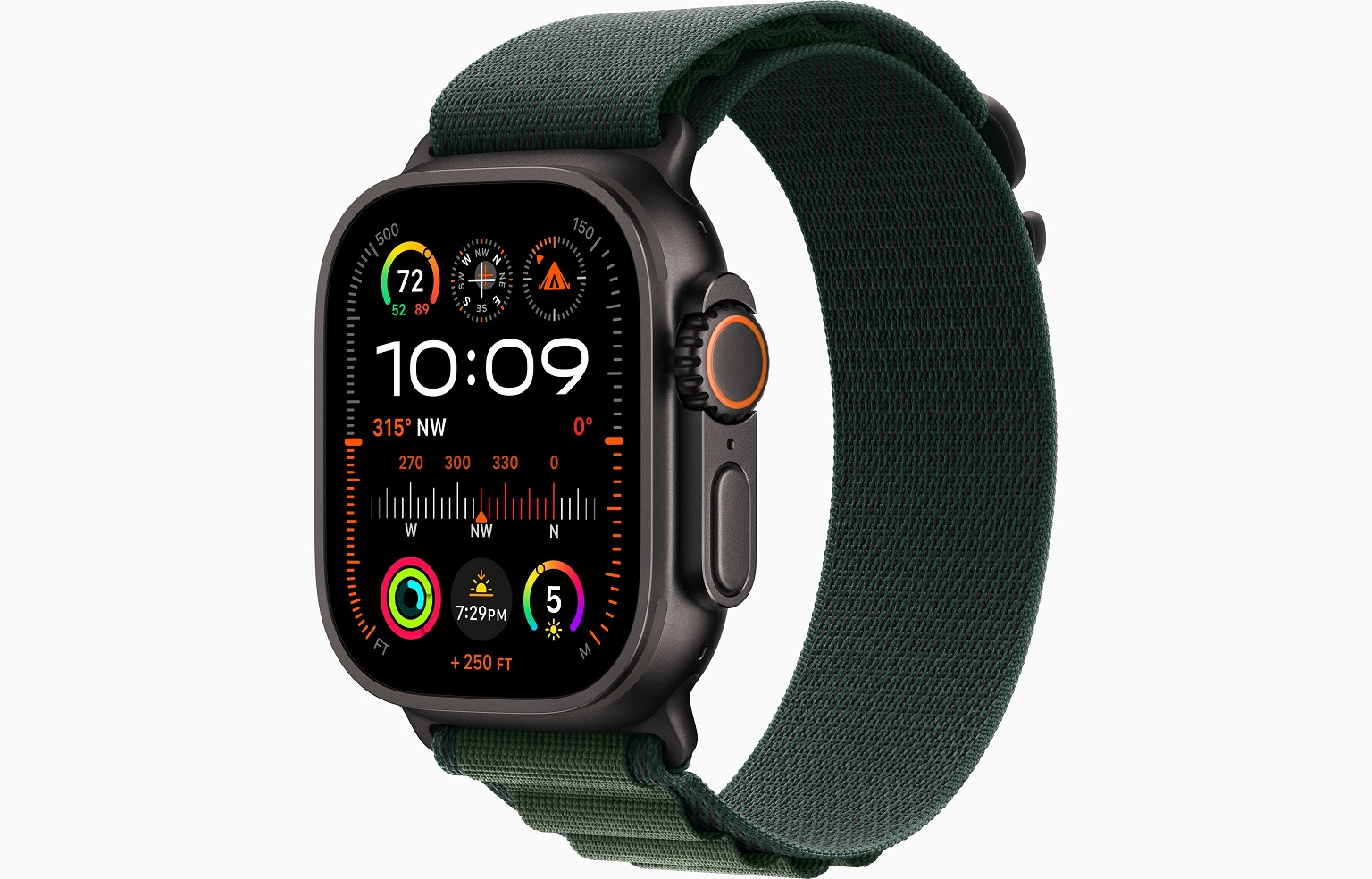 Apple Watch Ultra 2/49mm/Black/Šport Band/Dark Green Alpine/Large MX4T3CS-A