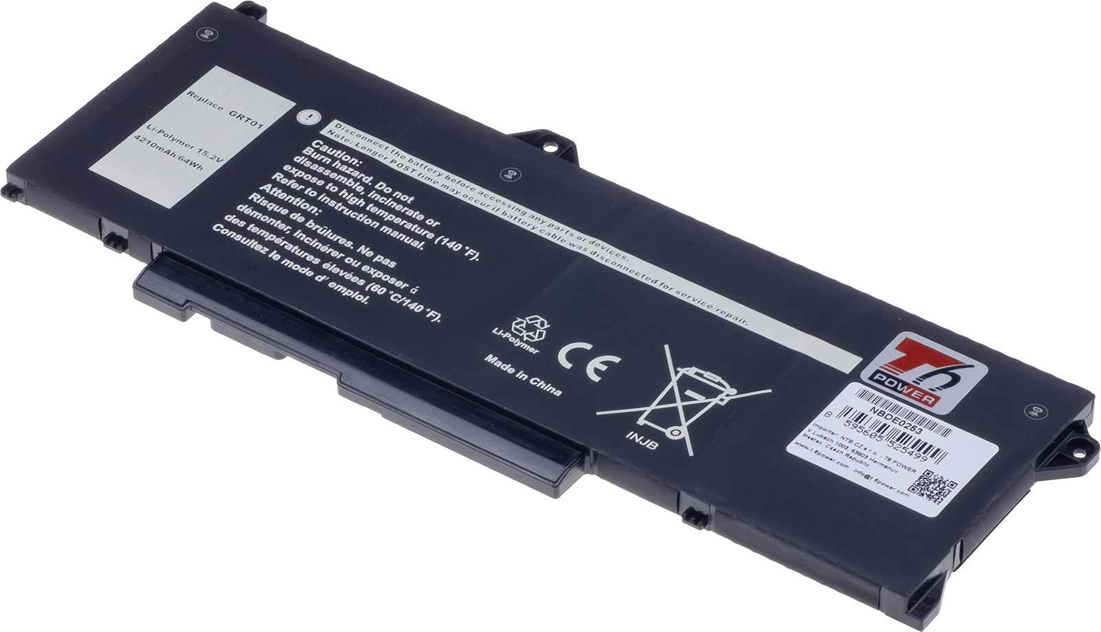 Batéria T6 Power pre Dell Latitude 5421, 5431, 5521, Precision 3561, 4210mAh, 64Wh, 4cell, Li-poly NBDE0253 T6 power