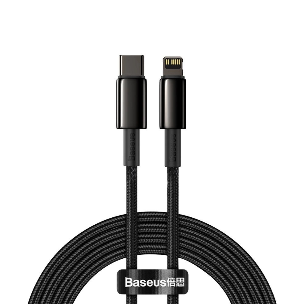 Baseus Dátový kábel Tungsten Gold PD 20W 2m USB-C/Lightning čierny 6953156232044 NoName