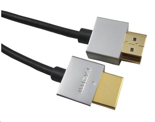 Kábel PREMIUMCORD Slim HDMI, 1 m, High Speed + Ethernet (v1.4), pozlátené konektory kphdmes1 PremiumCord