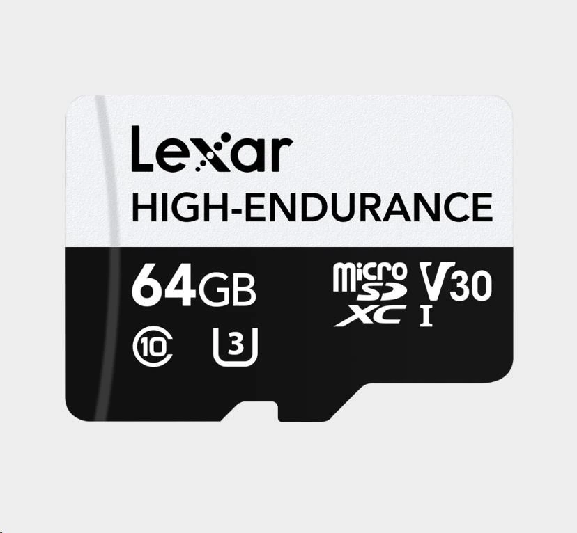 Lexar 64GB Lexar® High-Endurance microSDHC/microSDXC™ UHS-I cards,up to 100MB/s read, 35MB/s Write, C10 A1 V30 U3 LMSHGED064G-BCNNG