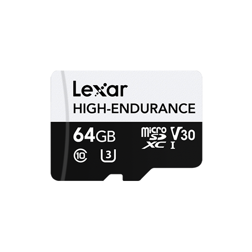 Lexar 64GB Lexar® High-Endurance microSDHC/microSDXC™ UHS-I cards,up to 100MB/s read, 35MB/s Write, C10 A1 V30 U3 LMSHGED064G-BCNNG