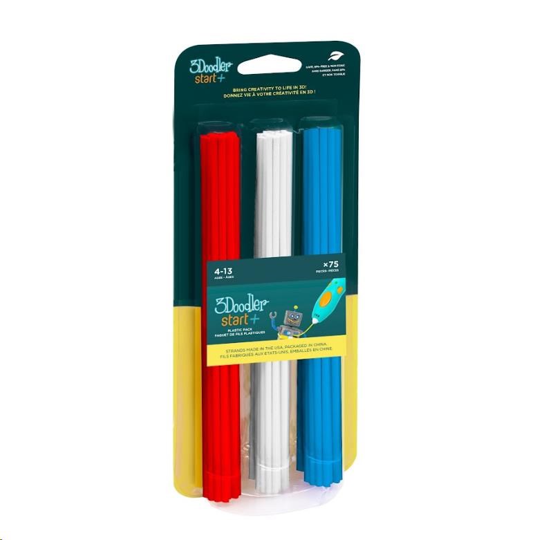 3Doodler náplň ECO-PCL pro 3D pero Start+ 75ks - červená, modrá, bílá 3DS-ECO-MIX1-75
