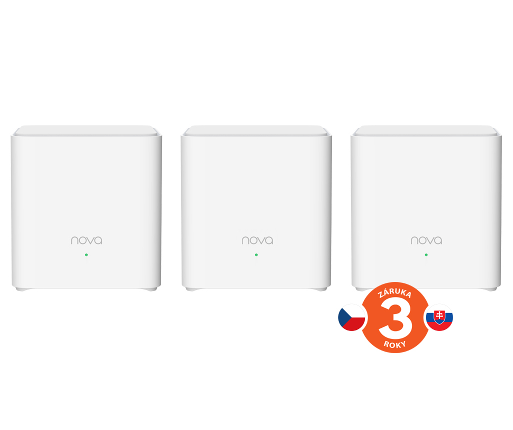 Tenda Nova EX3 (3-pack) WiFi6 AX1500 Mesh Gigabit systém, 6xGLAN/GWAN, WPA3, VPN, SMART CZ aplikácie 75011985