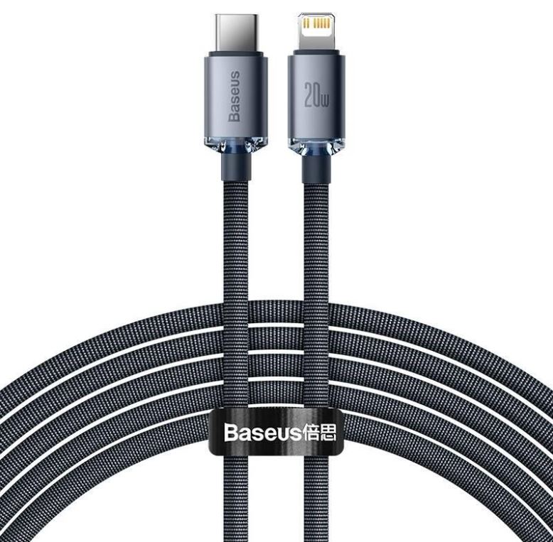 Baseus dátový kábel Crystal Shine USB-C/Lightning 2m 20W čierny 6932172602772 NoName
