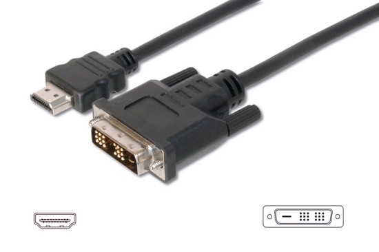 Digitus HDMI/A na DVI připojovací kabel, 2x stíněný, 2M , černý AK-330300-020-S