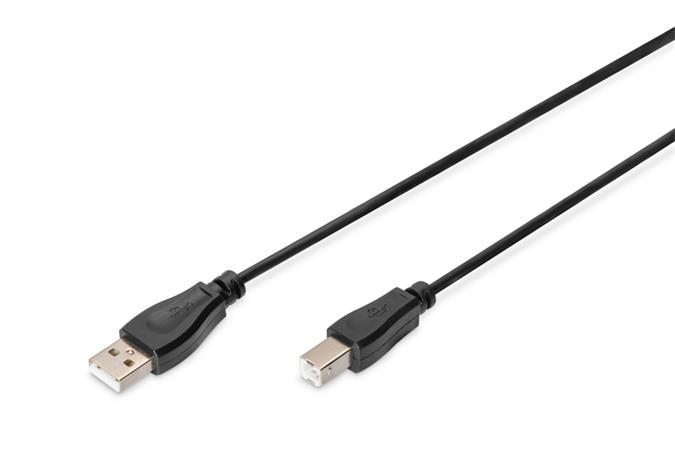 Digitus USB kabel A/samec na B/samec, 2x stíněný, černý, 1,8m AK-300102-018-S