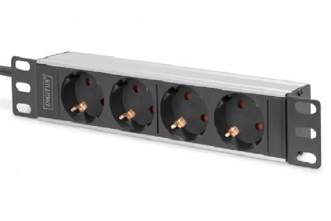 DIGITUS 10" zásuvkový pás s hliníkovým profilem, 4-cestné bezpečnostní zásuvky DN-95418 Digitus