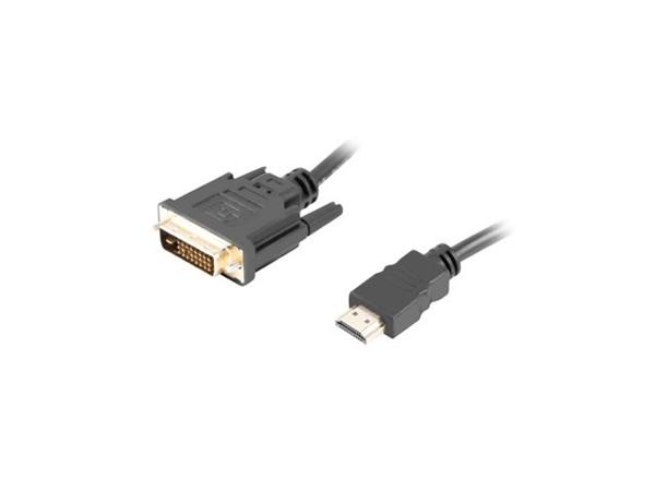 LANBERG připojovací kabel HDMI/A na DVI-D (24+1), M/M, 4K@30Hz, délka 1,8m, černý, dual link, zlacené konektory CA-HDDV-20CU-0018-BK Lanberg