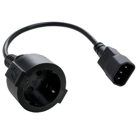 C-TECH Kabel síťový adaptér C14 (M) -> schuko (F), 15 cm CB-PWRC14MF C-Tech