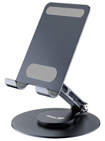 Genius G-Stand M100, Stojan, pro mobilní telefony a tablety, otáčení 360°, náklon 180°, přenosný, hliník, silikon, černý 31250022400