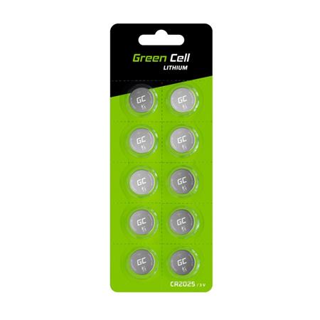 Green Cell Blister 10x Lithium Battery CR2025 3V 160mAh Button XCR04