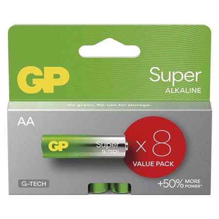 GP AA Super, alkalická (LR6) - 8 ks 1013228001 GP Batteries
